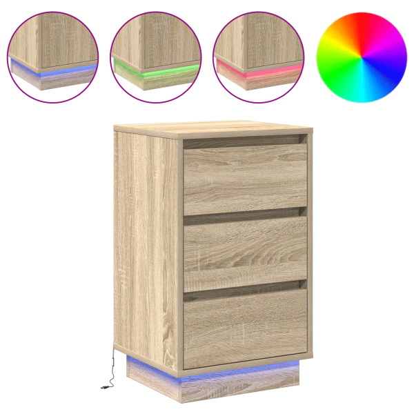 Gabinete de cabeceira com LED Carvalho Sonoma 39x34.5x65 cm Madeira Encapsulada M 4