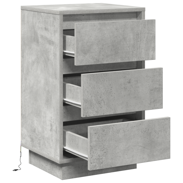 Gabinete de Noche con LED Gris Concreto 39x34.5x65 cm Madera de calidad M 5