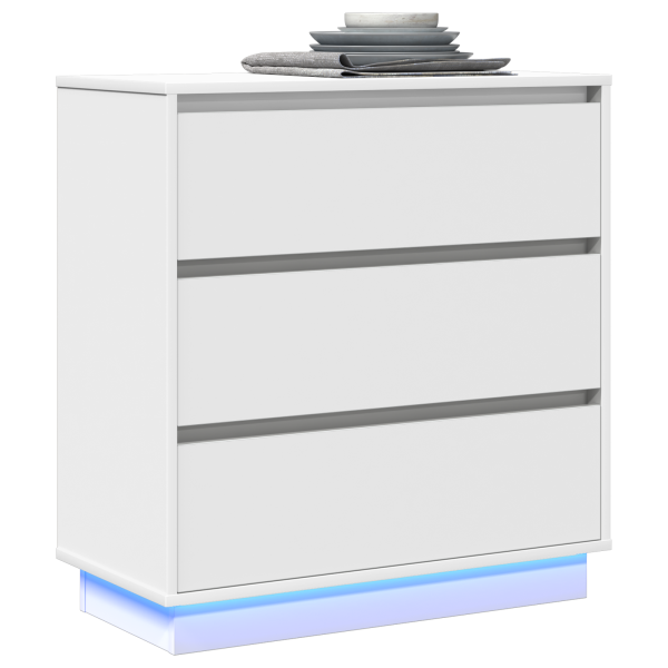 Criado-mudo  com LED Branco 71x34.5x75 cm Madeira de engenharia M 3