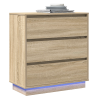 Mesita de noche LED madera ingeniería roble Sonoma 71x34.5x75cm 3