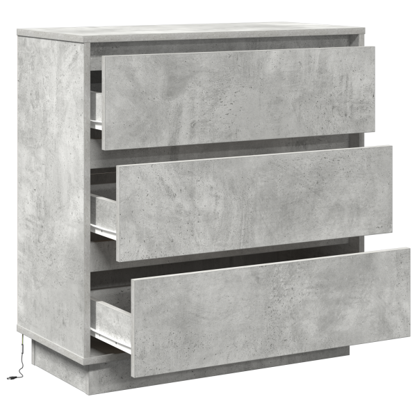 Mesita de noche LED madera color gris hormigón 71x34.5x75 cm M 5