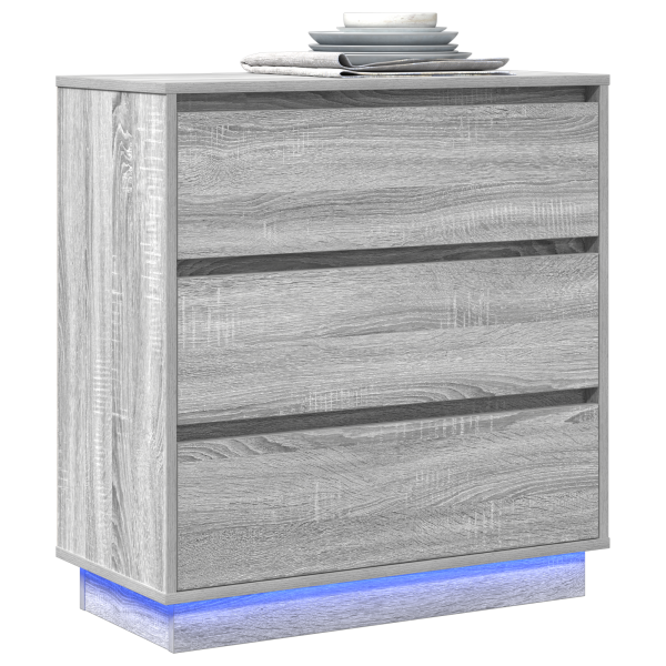 Mesita de noche LED madera color gris Sonoma 71x34.5x75 cm M 3