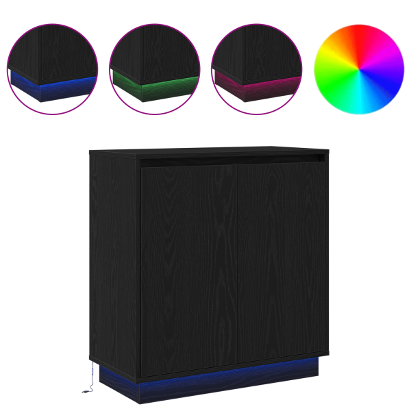 Aparador  com LED em Carvalho Preto 71x34.5x75 cm em Madeira Engenharia M 4