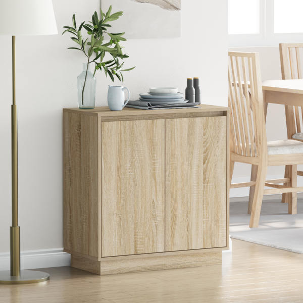 Sideboard  con LED en Roble Sonoma - 71 x 34.5 x 75 cm - Hecho de Madera Elaborada D