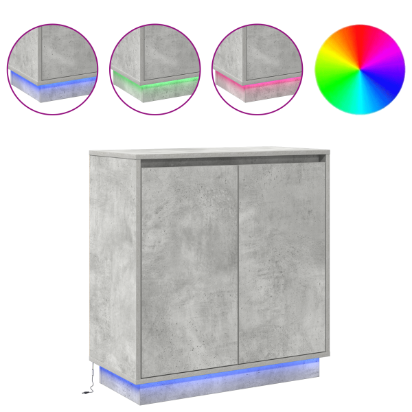 Aparador luz LED madera ingeniería gris hormigón 71x34.5x75cm M 4