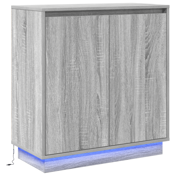 Aparador con LED Gris Sonoma 71x34.5x75 cm Madera Compensada M 2
