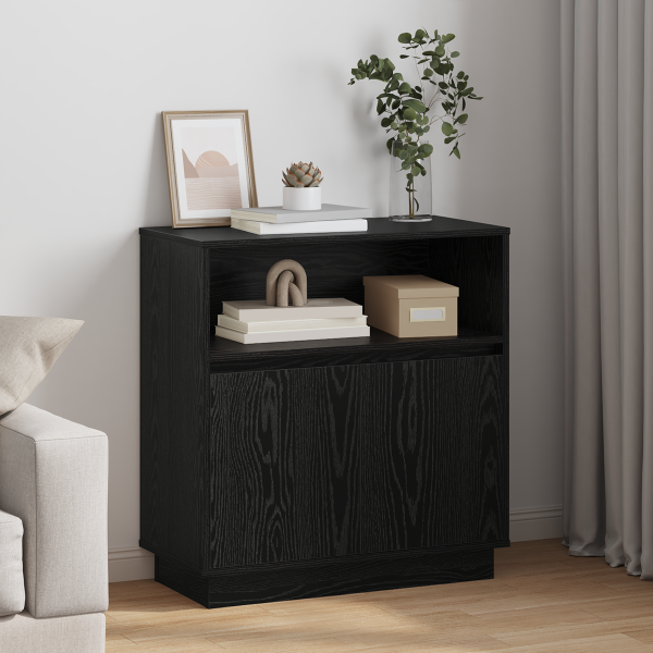 Sideboard con LED Negro Roble 71x34.5x75 cm Madera Elaborada D
