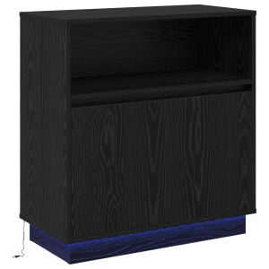 Sideboard com LED Madeira Carvalho Preto 71x34.5x75 cm H