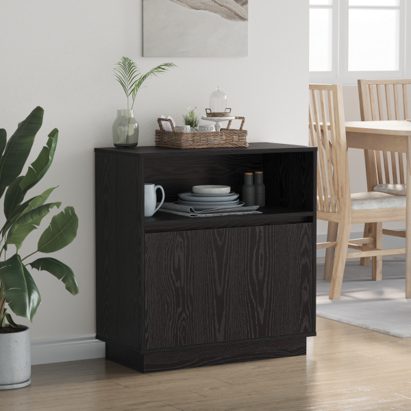 Sideboard con LED Negro Roble 71x34.5x75 cm Madera Elaborada M 5