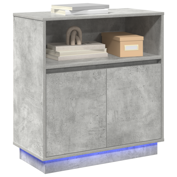 Sideboard con LED Gris Concreto 71x34.5x75 cm Madera de ingeniería M 3