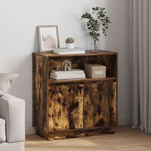 Sideboard con LED Roble Ahumado 71x34.5x75 cm Madera Elaborada D