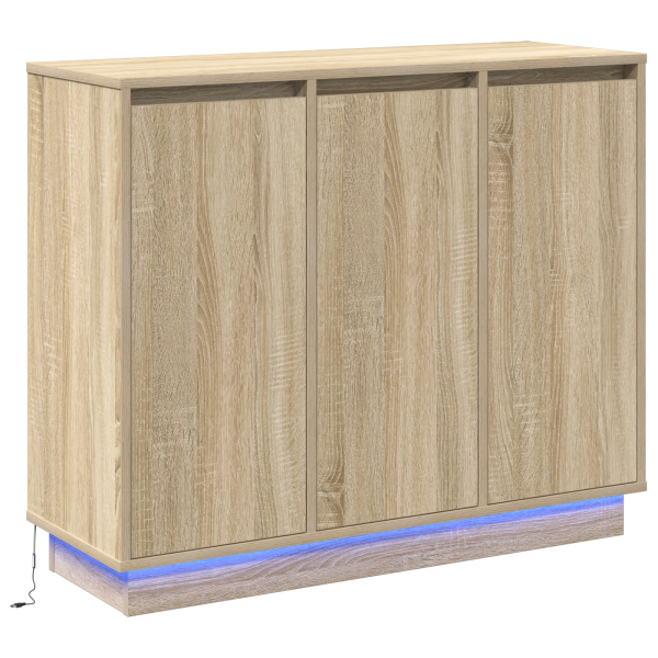 Aparador luz LED madera ingeniería roble Sonoma 90x32x75 cm M 2