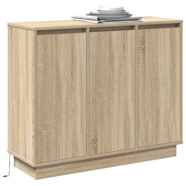 Sideboard  com LED Carvalho Sonoma 90x32x75 cm em madeira engenheirada M 3