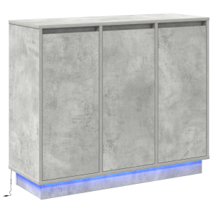 Sideboard  com LED Cinza Betão 90x32x75 cm em Madeira Engenheirada H