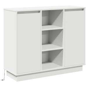 Mueble de TV con LED Blanco 90x32x75 cm Madera de Ingeniero H