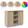 Aparador con LED Sonoma Roble 90x32x75 cm Madera elaborada 3