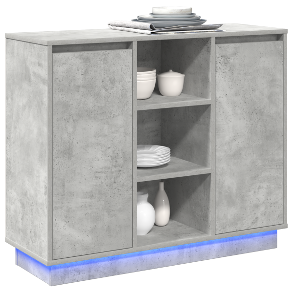 Buffet com LED Cinza Concreto 90x32x75 cm Madeira engenheirada M 3