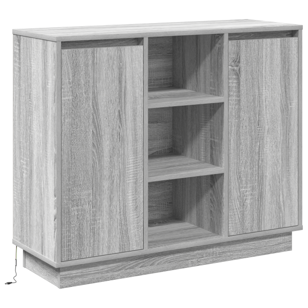 Sideboard con LED Gris Sonoma 90x32x75 cm de Madera Elaborada M 2