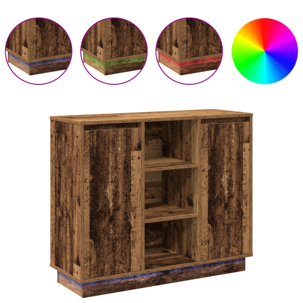 Aparador con LED Madera Vieja 90x32x75 cm Madera Ingeniada M 4