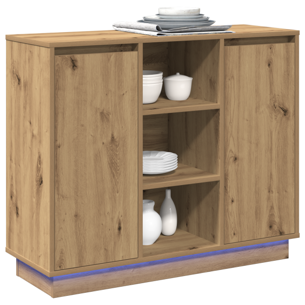 Mesa con LED Roble Artesanal 90x32x75 cm Madera Elaborada M 3