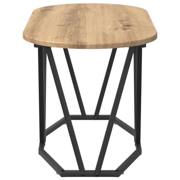 Mesa de Centro  Carvalho Artisan 80x40x40.5 cm em Madeira de Engenharia e Metal M 5