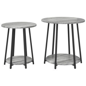 Set de 2 mesas auxiliares madera ingeniería gris Sonoma y metal H