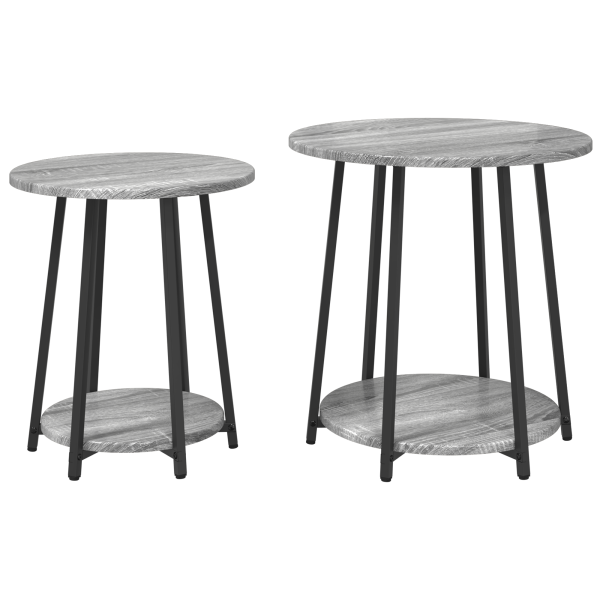 Set de 2 mesas auxiliares madera ingeniería gris Sonoma y metal M 2