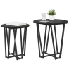 Set de 2 mesas auxiliares MDF roble negro y metal 3