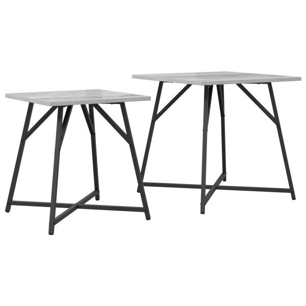 Conjunto de Mesas de Apoio 2 pcs Cinzento Sonoma em Madeira e Metal M 2