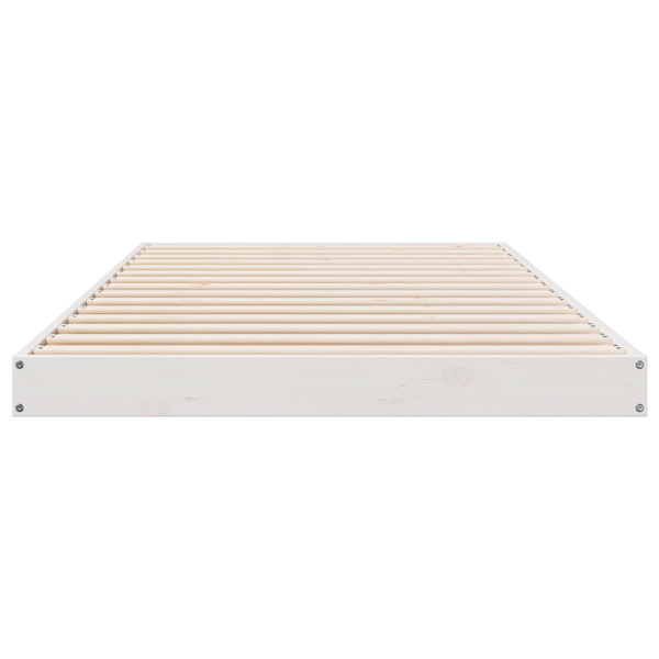 Estrutura de Cama de Chão  Branca 80x210 cm Madeira Sólida de Pinus M 5