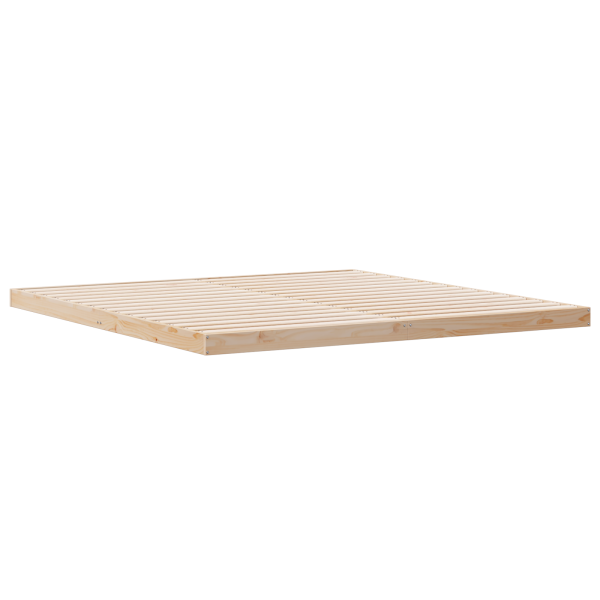 Estrutura de Cama de Chão  Branca 180x210 cm Madeira Sólida de Pinho M 2