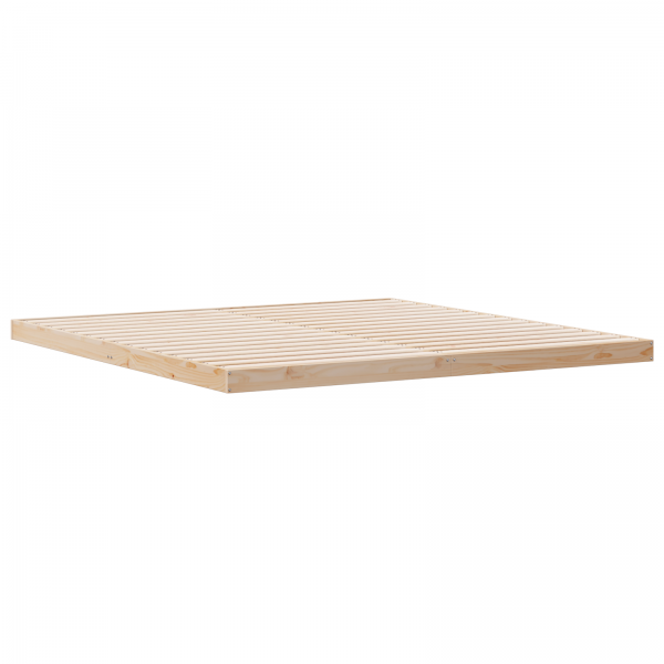 Cama de Chão  Branca 200x210 cm Madeira Sólida de Pinho M 2