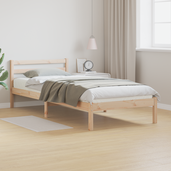 Estructura de cama con cabecero madera maciza pino 80x210 cm D