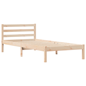 Estrutura de Cama  com Cabeceira 90x210 cm em Madeira de Pinho H