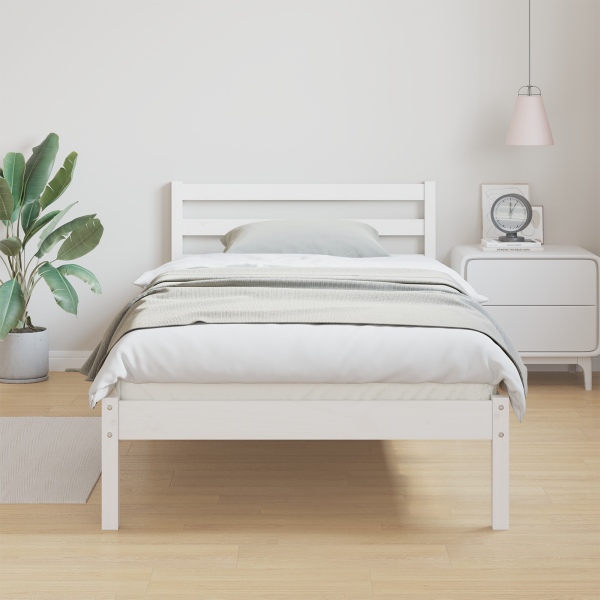 Cama com Cabeceira  Branca 90x210 cm Madeira de Pinho M 4