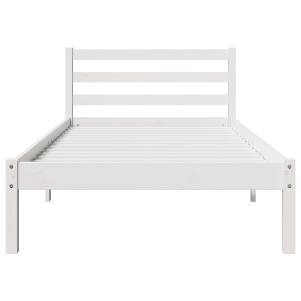 Cama com Cabeceira  Branca 90x210 cm Madeira de Pinho M 5