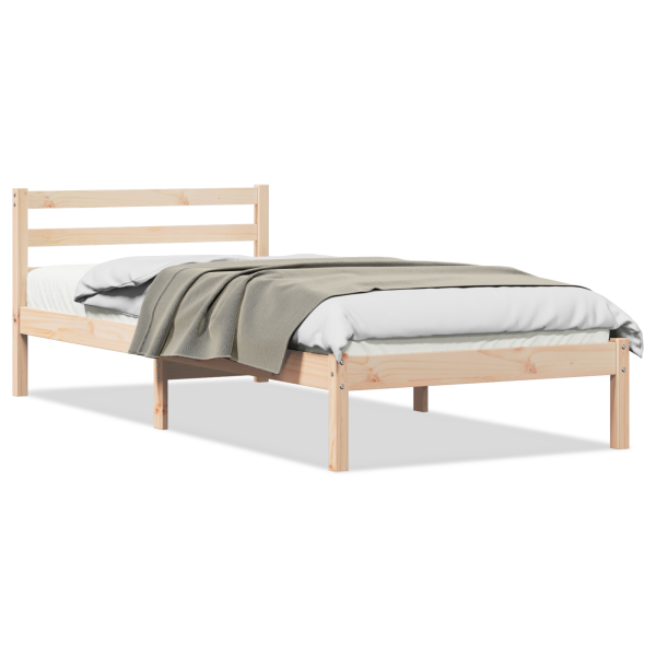 Cama com Cabeceira  100x210 cm Madeira de Pinho Sólida M 3