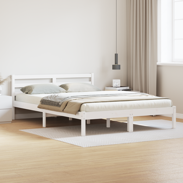 Estructura cama y cabecero madera maciza pino blanco 140x210cm D