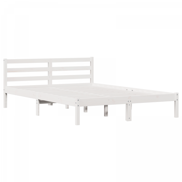 Cama  com cabeceira Branca 160x210 cm Madeira sólida de pinho M 2