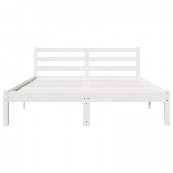 Cama  com cabeceira Branca 160x210 cm Madeira sólida de pinho M 5