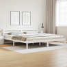 Cama  com Cabeceira Branca 180x210 cm Madeira Sólida de Pinheiro 1