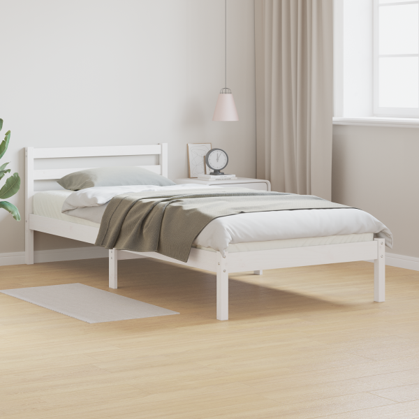 Estructura cama y cabecero madera maciza pino blanco 80x220cm D