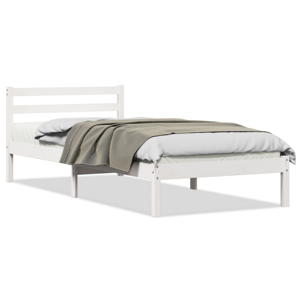 Estructura cama y cabecero madera maciza pino blanco 80x220cm M 3