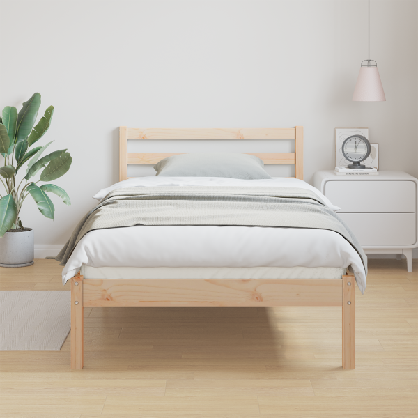 Cama  com Cabeceira 90x220 cm Madeira Sólida de Pinheiro M 4