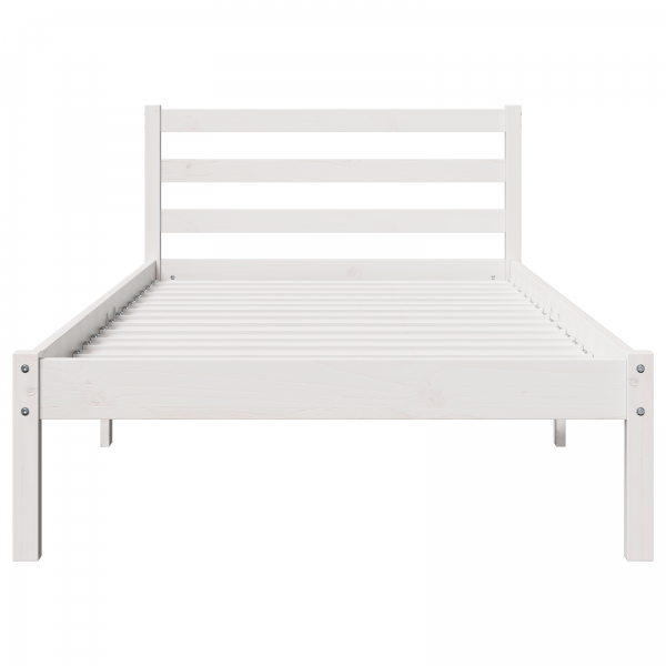 Cama com Cabeceira  Branca 100x220 cm Madeira Sólida de Pinheiro M 5