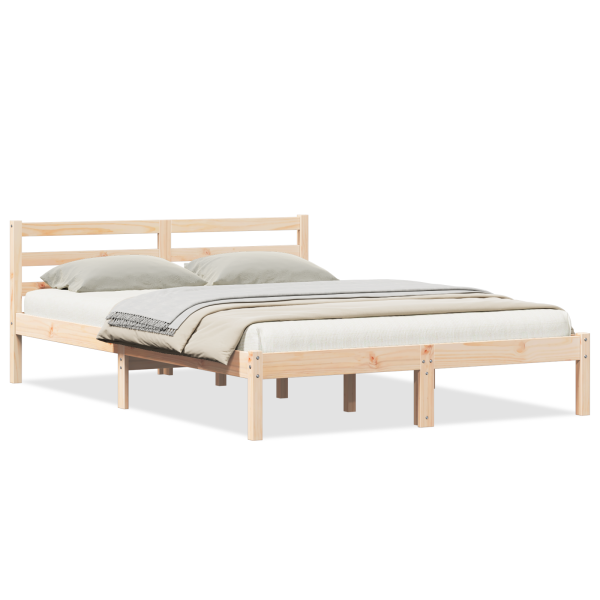 Estructura de cama con cabecero madera maciza pino 140x220 cm M 3
