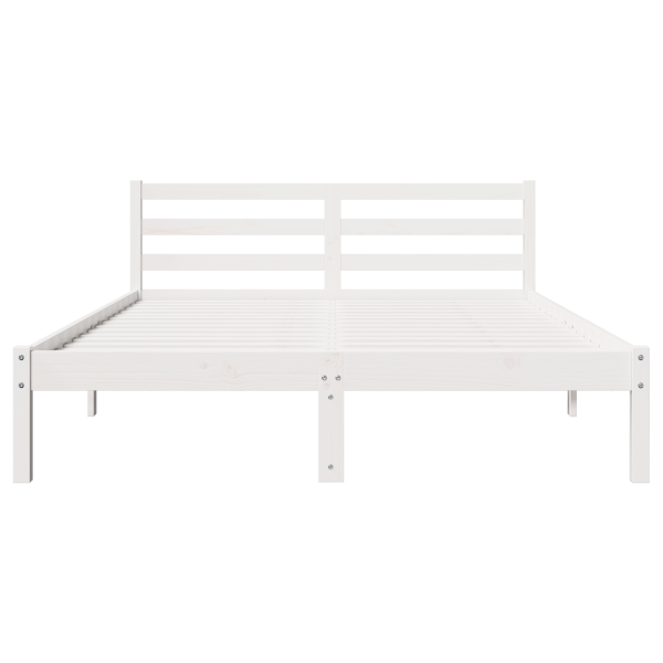 Estrutura de Cama  com Cabeceira Branca 160x220 cm Madeira Maciça de Pinho M 5
