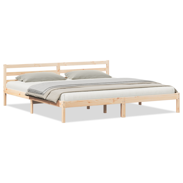 Cama com Cabeceira  200x220 cm Madeira de Pinheiro Sólido M 3