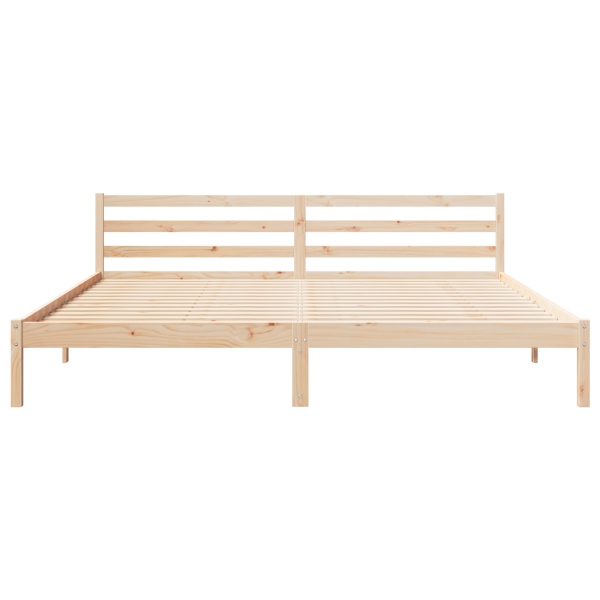 Cama com Cabeceira  200x220 cm Madeira de Pinheiro Sólido M 5