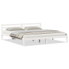 Cama  com Cabeceira Branca 200x220 cm Madeira Sólida Pinus 3